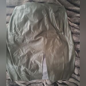 Tahari Olive Leather Skirt